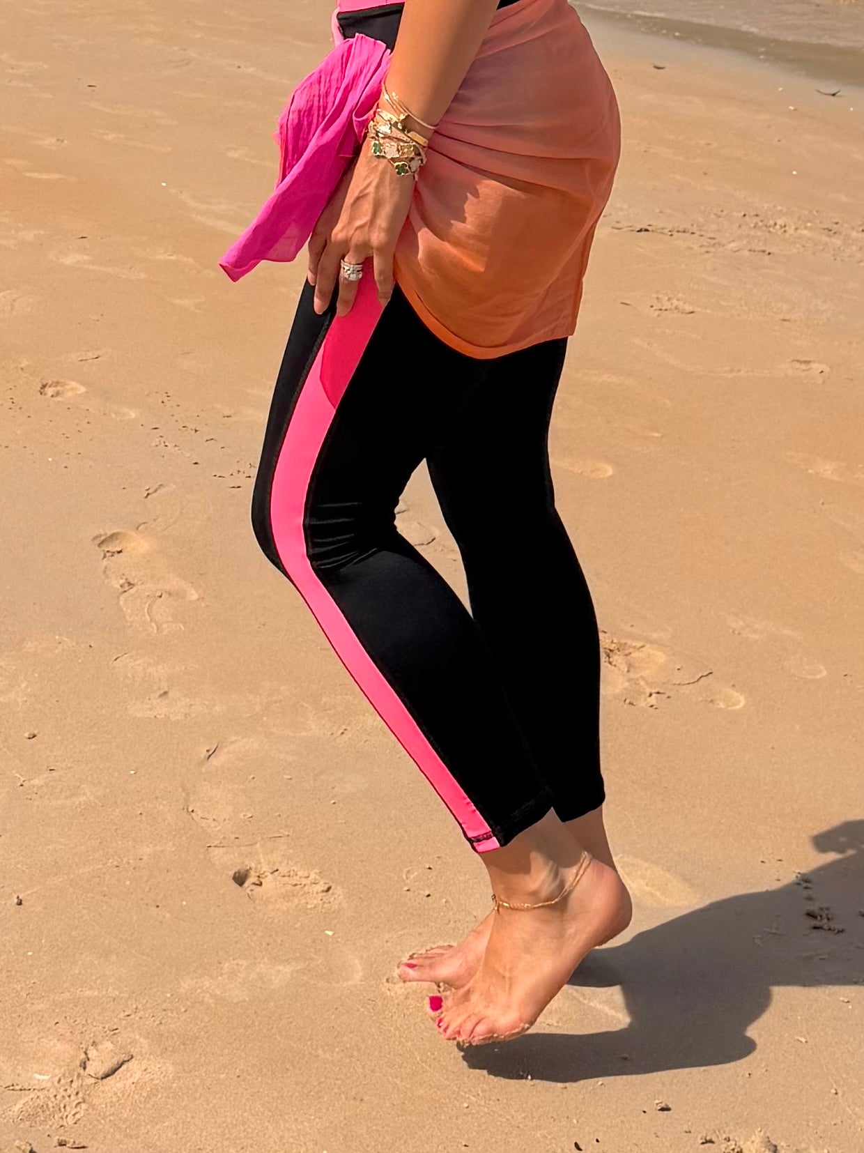 Crazy In Love Pink and Orange Swim Leggings - RIA Line Ltd