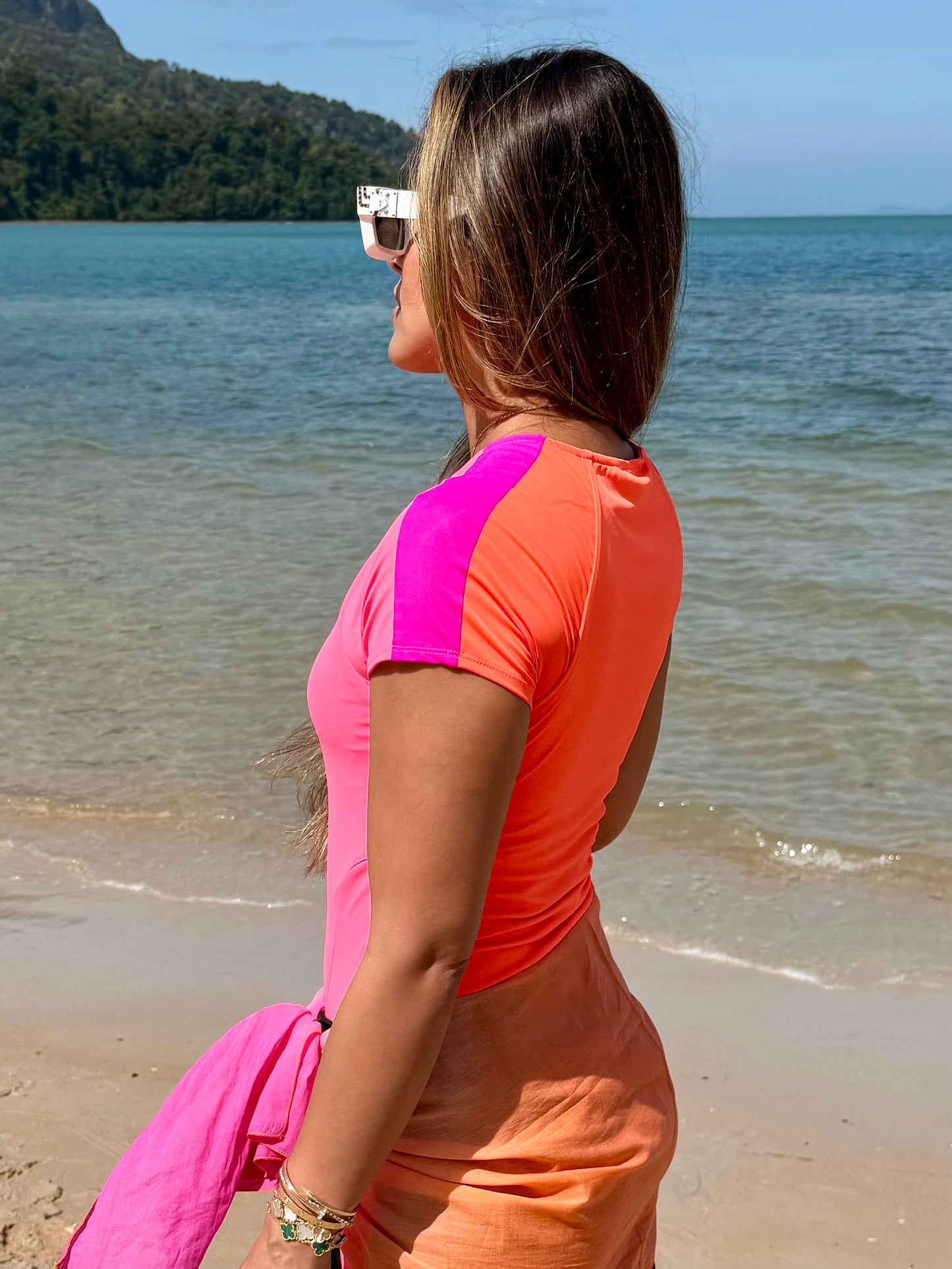 Crazy In Love Pink & Orange Swimsuit - RIA Line Ltd